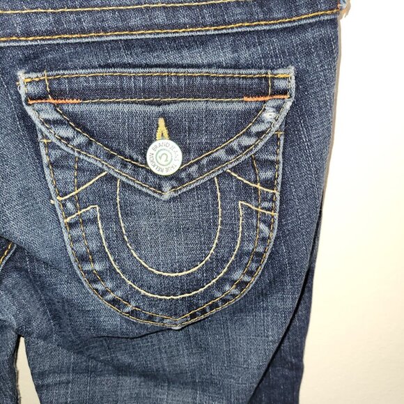 True Religion Skinny Jeans Dark Wash Horseshoe Stitch Pocket Women's Size 25 - Picture 7 of 11